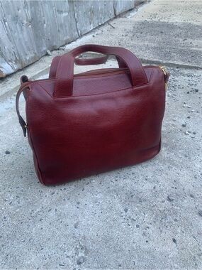 Vintage Arcier Italian Style Burgundy Pebbled Leather Structured Tote Bag